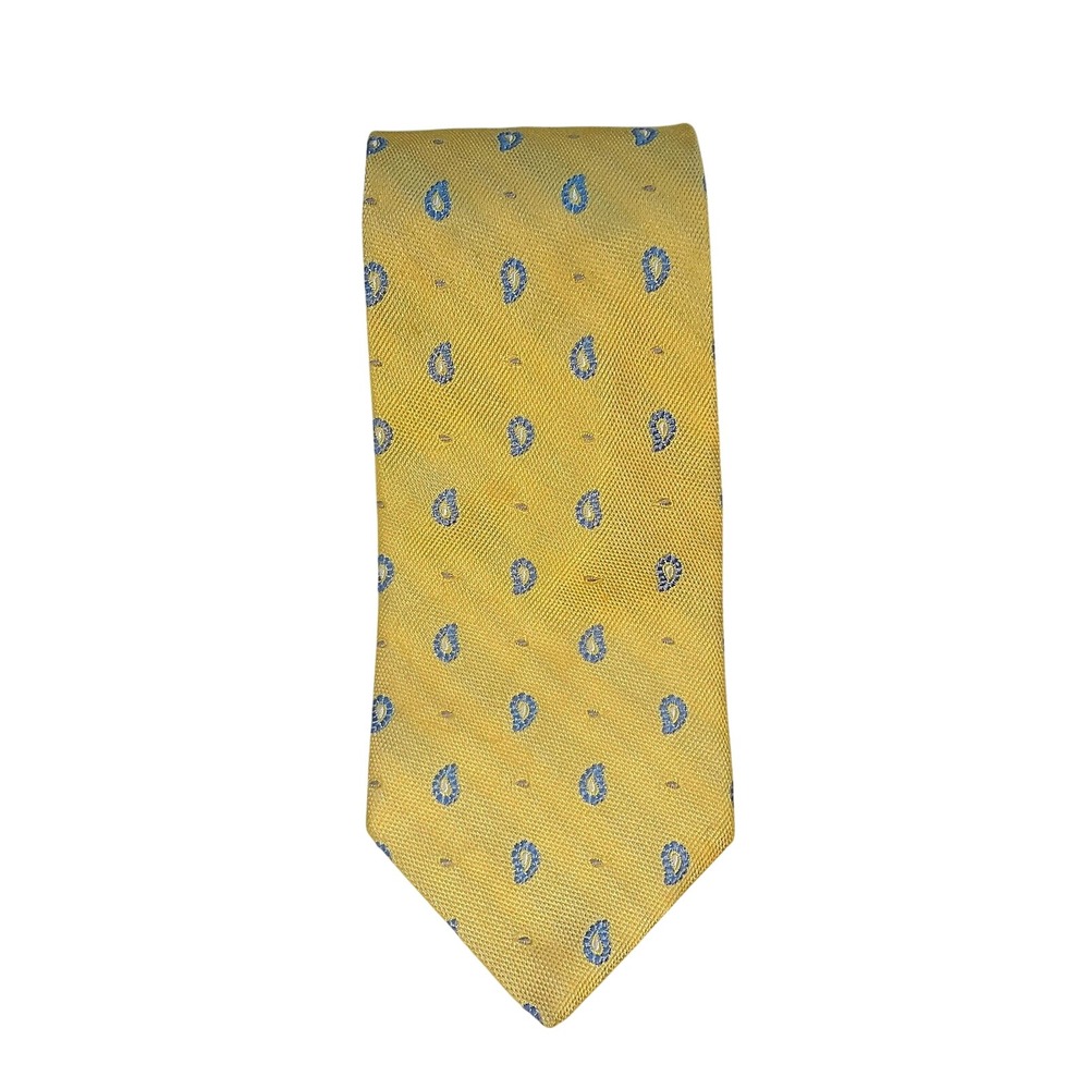 Brooks Brothers 346 neck tie 100% silk‎ yellow blue